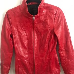 Red Leather Danier Jacket, XS